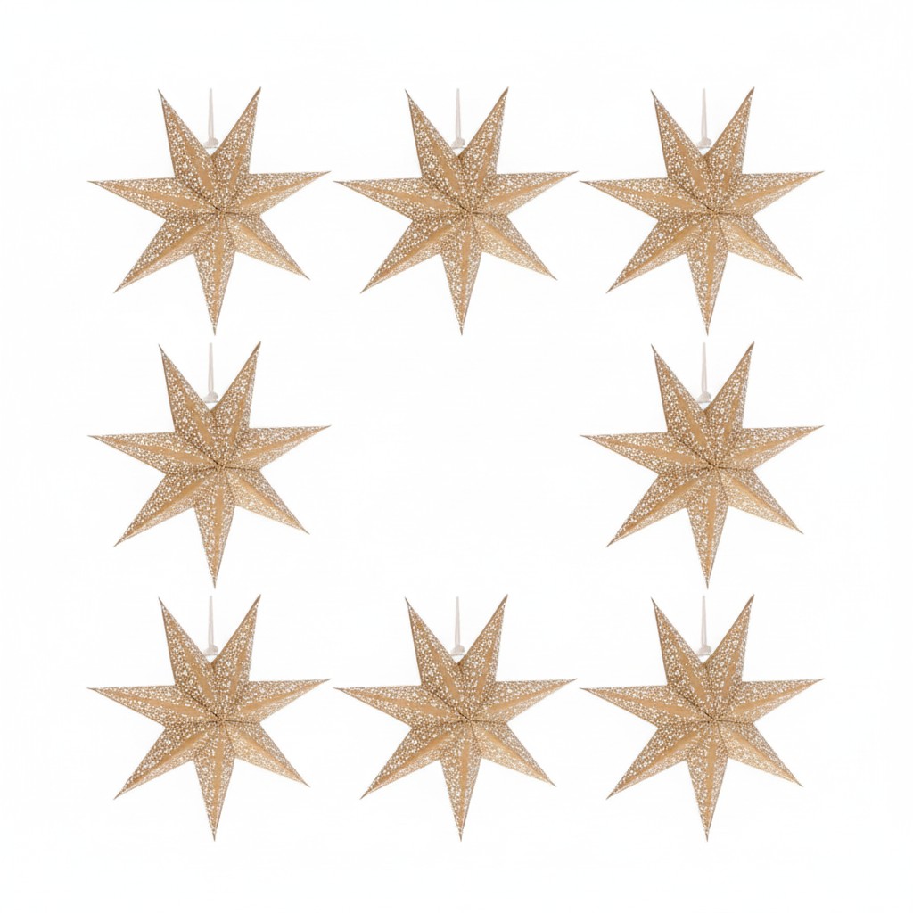 Set van 8 papieren kerststerren Luma – mini – Ø20 cm – zonder verlichting