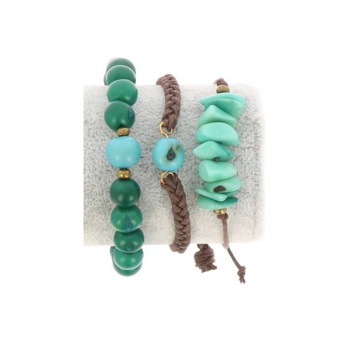 Armbanden set van tagua en acai - Laila groen