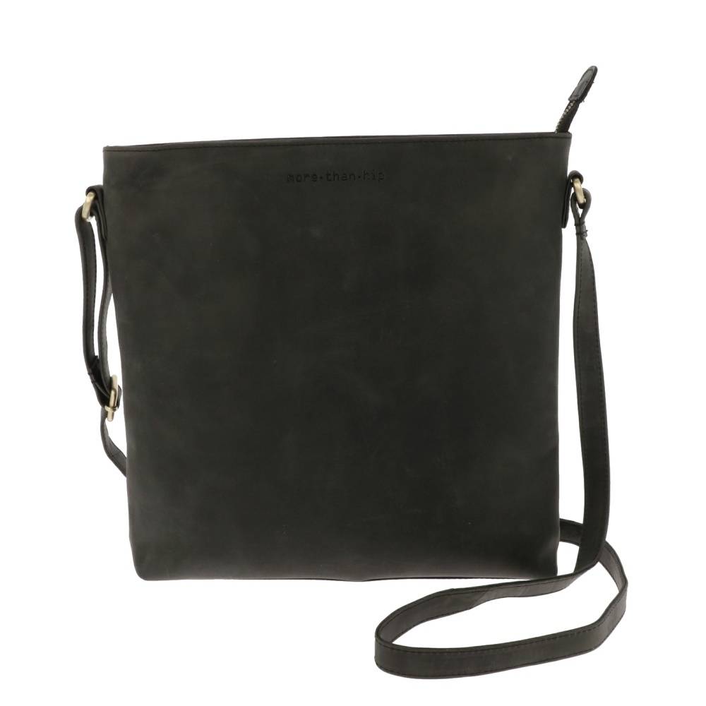 Crossbody schoudertas in mat zwart vintage ecoleer Bryony