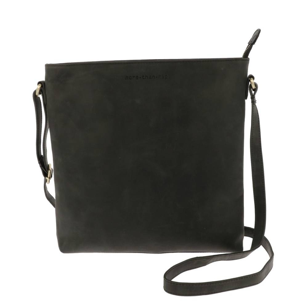 Crossbody schoudertas in mat zwart vintage ecoleer - Bryony