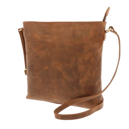 Schoudertas matbruin vintage ecoleer MoreThanHip