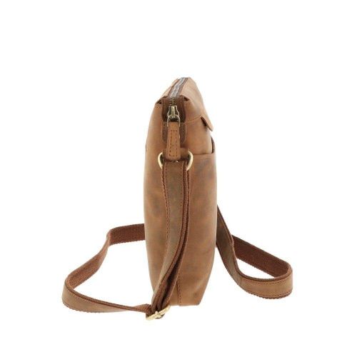 Schoudertasje van mat bruin vintage eco leer Basil