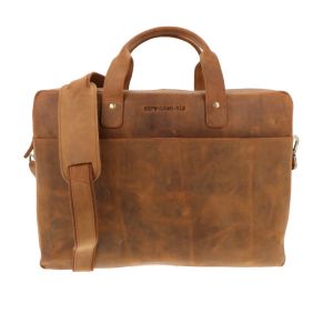 SAMPLE SALE - Ruime LUXE  laptop/aktetas 15,6" van mat bruin vintage ecoleer 