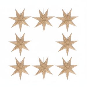 Set van 8 papieren kerststerren Luma – mini – Ø20 cm – zonder verlichting