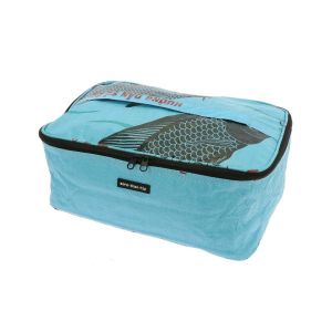 Beautycase of toilettas van gerecyclede visvoerzakken - Jati vis blauw