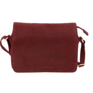 SAMPLE SALE bordeauxrood schoudertasje van stoer leer