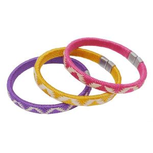 Set van 3 cana flecha armbanden - paars/geel/roze