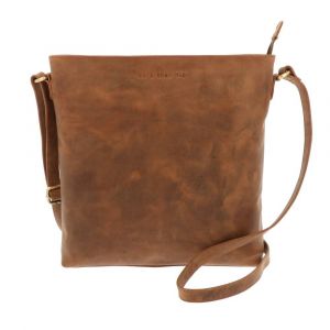 Crossbody schoudertas in mat bruin vintage ecoleer - Bryony