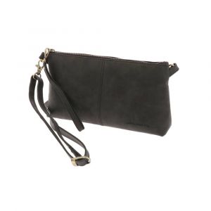 Crossbody tasje van mat zwart vintage ecoleer - Maidstone