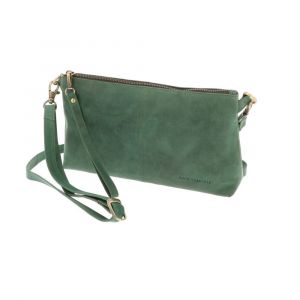 Crossbody tasje van mat groen vintage ecoleer - Maidstone