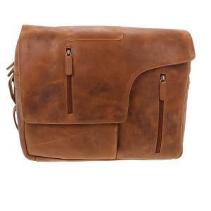 Grote 15.6 inch laptop messenger tas van bruin vintage ecoleer