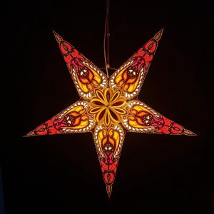 Papieren kerstster Ø60 cm incl. verlichtingskabel - Ganesha chocolade-goudgeel