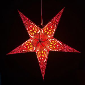 Papieren kerstster Ø60 cm incl. verlichtingskabel - Ganesha rood