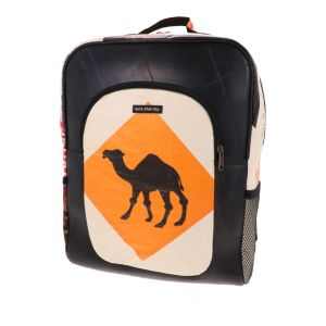 Laptop rugtas 15.6 inch van gerecyclede cementzakken en autobinnenband - Rokha - kameel 