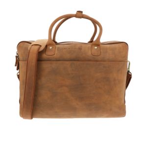 SAMPLE SALE - Ruime LUXE  laptoptas 15,6" van mat bruin vintage ecoleer 
