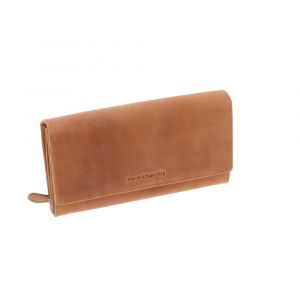 SAMPLE SALE Luxe overslagportemonnee van mat lichtbruin vintage ecoleer 