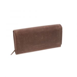 SAMPLE SALE Luxe overslagportemonnee van mat donkerbruin vintage ecoleer 