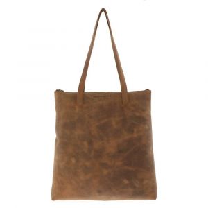 Shopper tas van mat bruin vintage eco leer - Livia