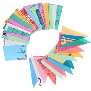 Vlaggenlijn voor binnen- en buiten gerecyclede visvoerzakken - 5 meter - multicolour