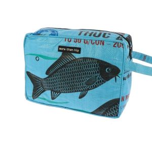 Grote toilettas 5,6 L van gerecyclede visvoerzakken - Yindee - vis blauw