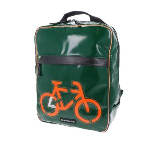 Waterdichte 15.6 inch laptop-rugtas van vrachtwagenzeil - London groen-oranje /fiets