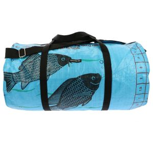 Weekend- of sporttas 40 L van gerecyclede cementzakken - Jumbo L vis blauw