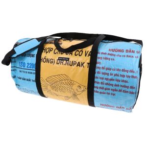 Weekend- of sporttas 40 L van gerecyclede visvoerzakken - Jumbo L geel/blauw