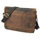 Messenger bag met 15.6" laptopvak van vintage bruin ecoleer - Dakota