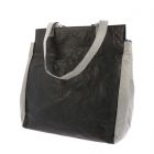 Lichtgewicht Tyvek© shopper tas met rits Fiona- zwart/grijs