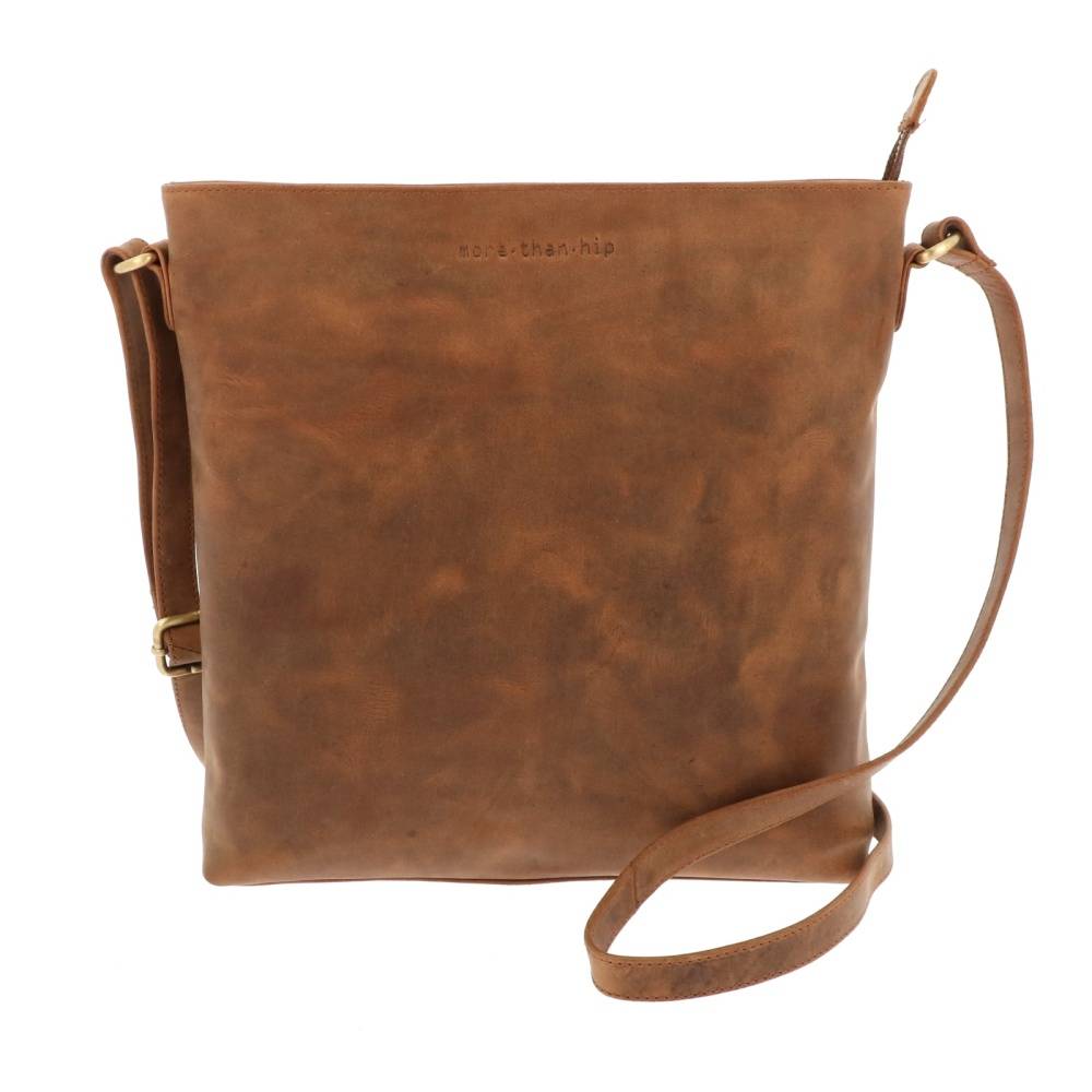 Crossbody schoudertas in mat bruin vintage ecoleer Bryony