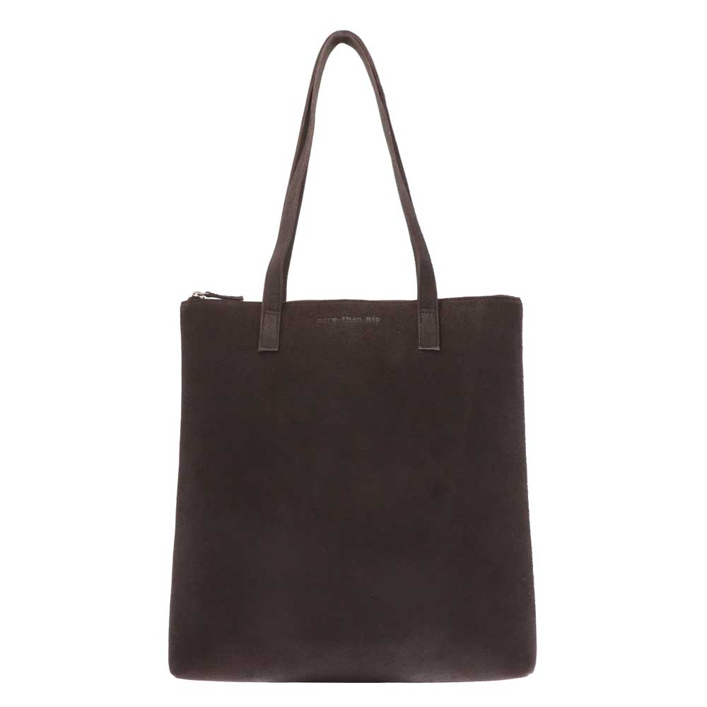 Shopper tas van mat eco leer Livia donkertaupe