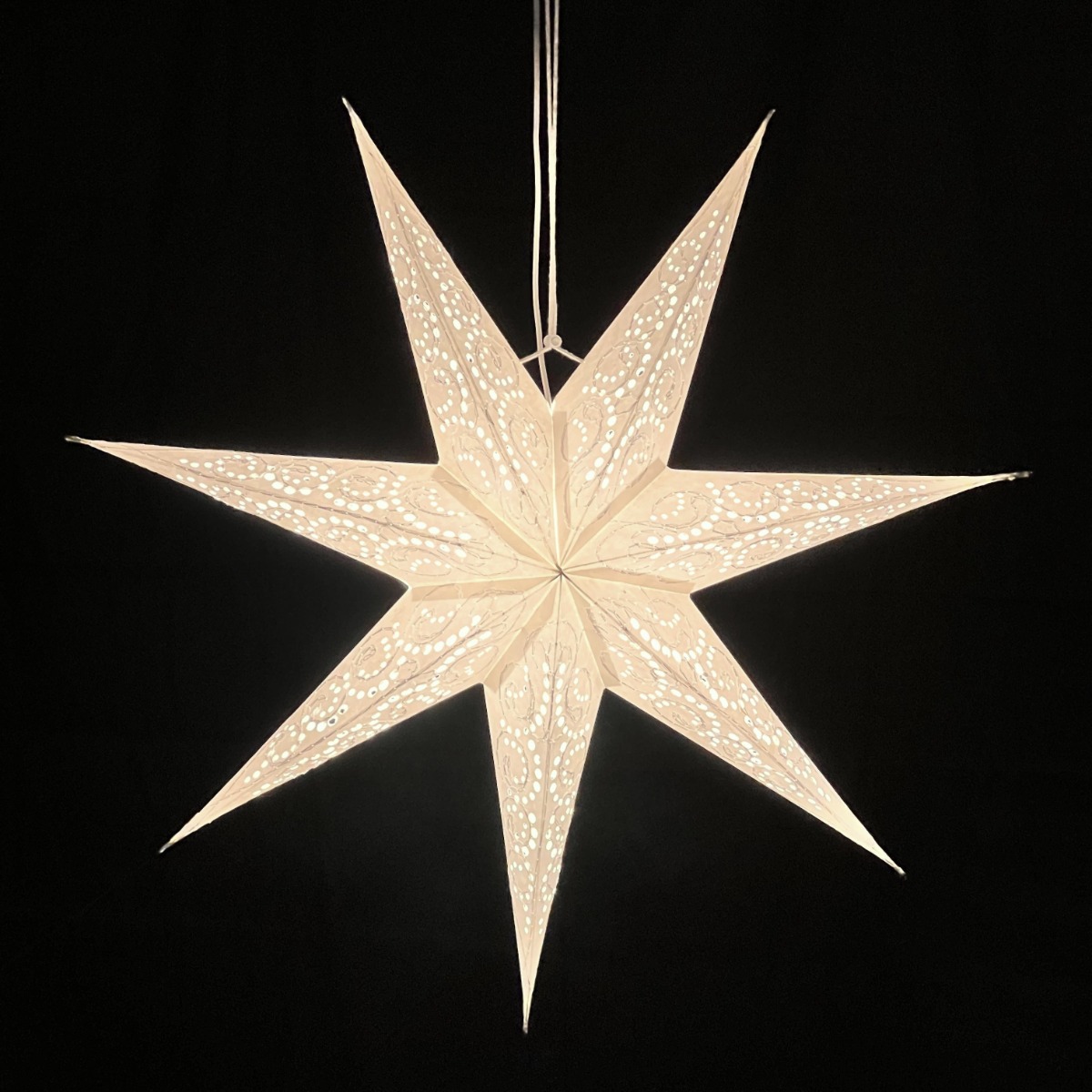 Papieren kerstster Ø 60 cm met verlichting Sumana wit