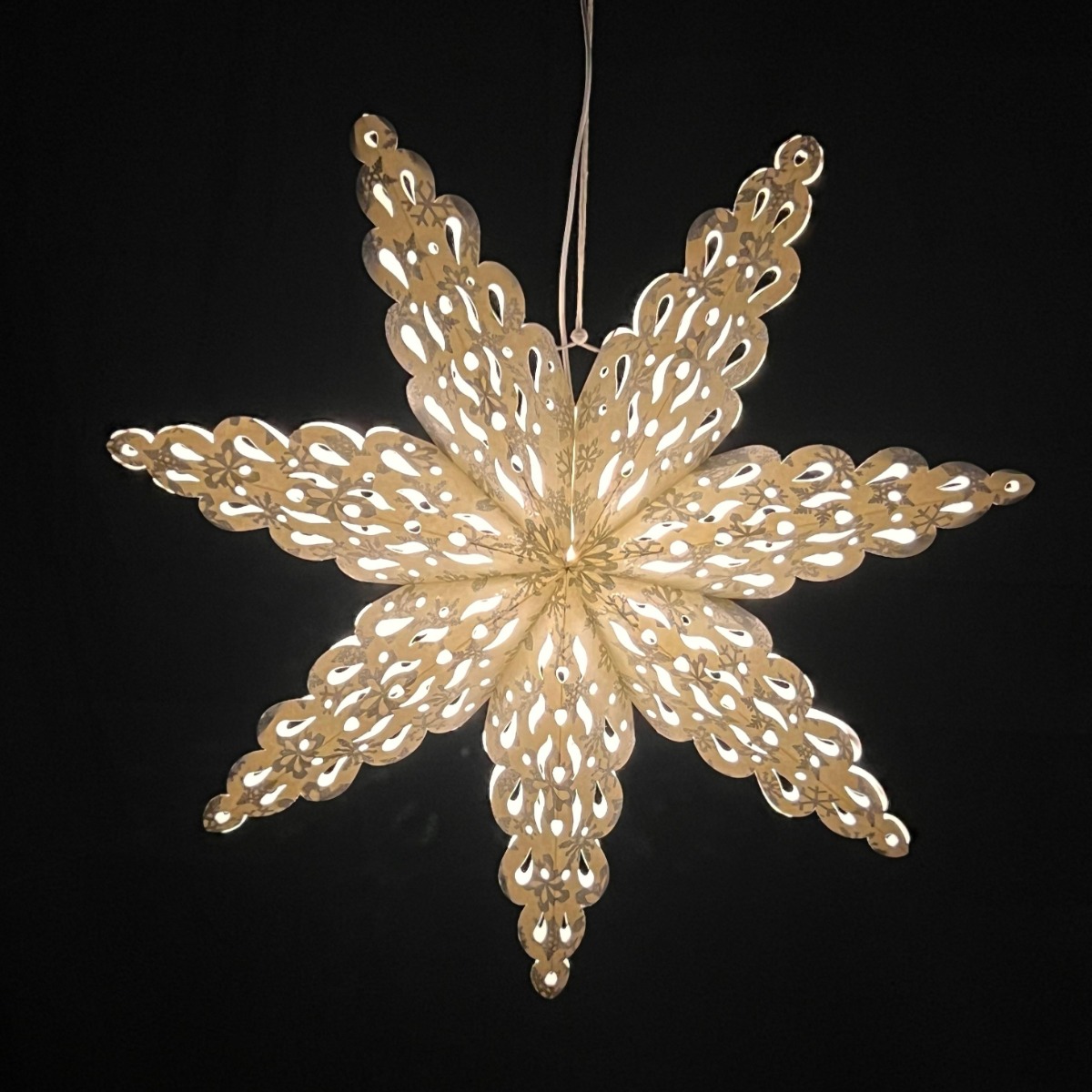 Papieren kerstster Ø60 cm met verlichting Tara grijs met glitters