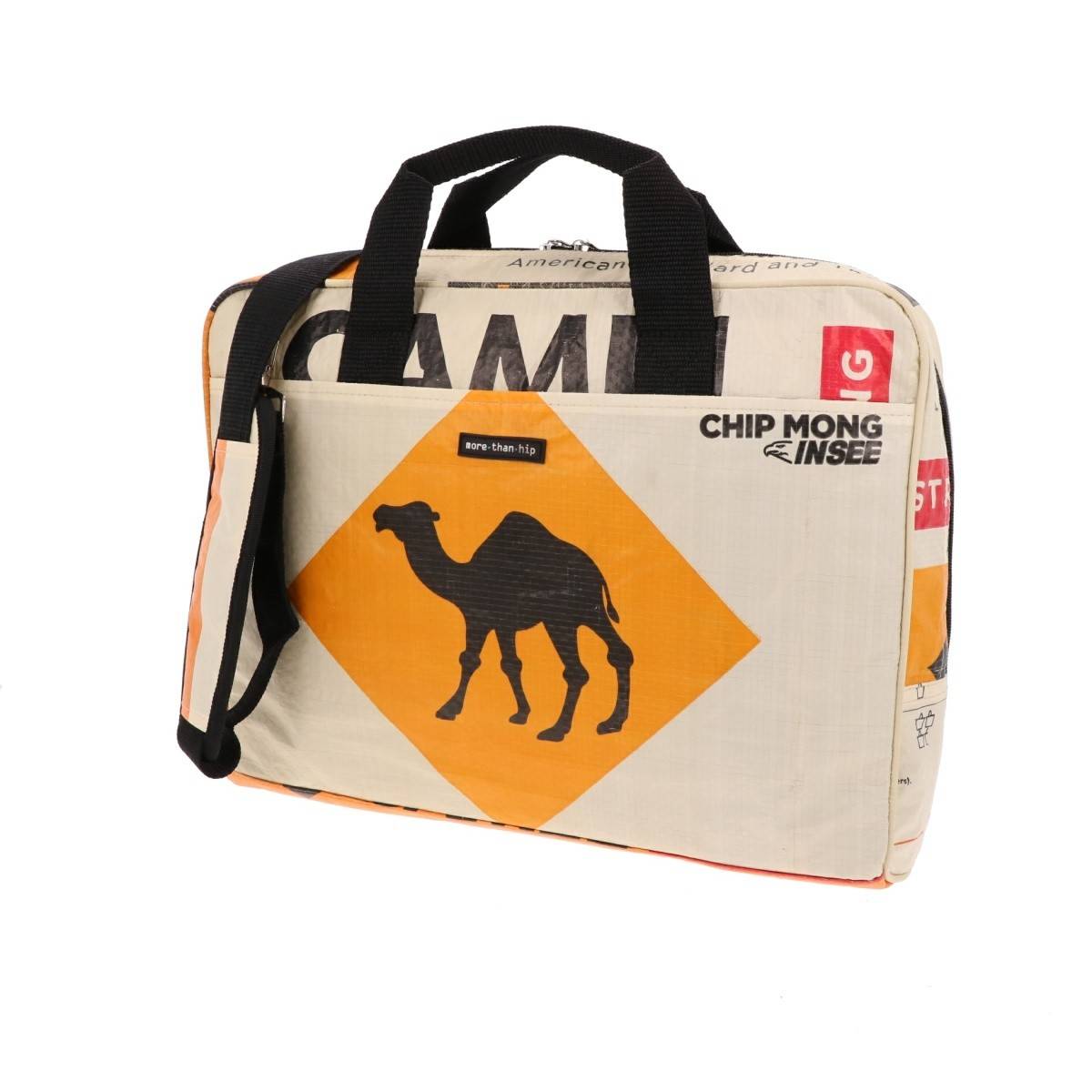 Laptoptas 15,6 inch van gerecyclede cementzakken Sanuk kameel oranje