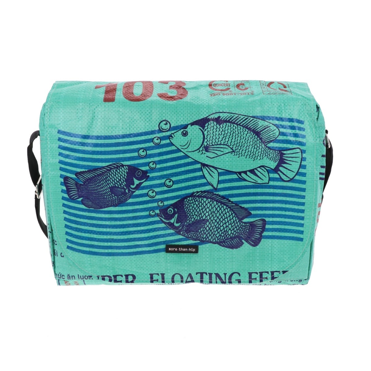 Ruime schoudertas van gerecyclede visvoerzakken Sabay vis groen