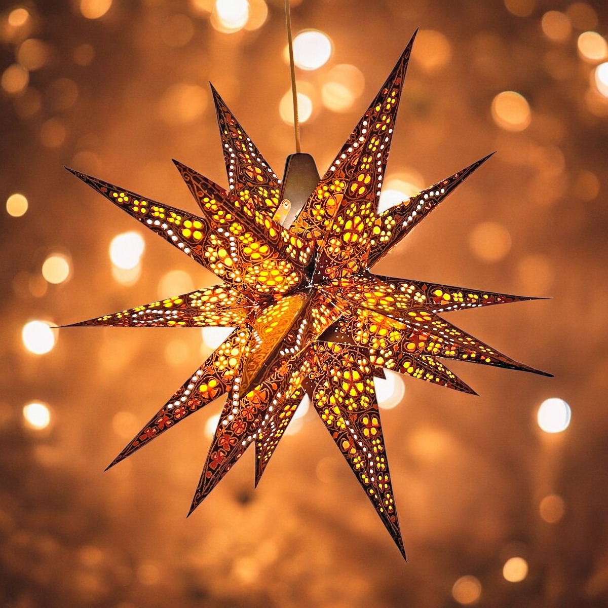 Multipoint 3D kerstster Jaipur oranje geel met verlichting