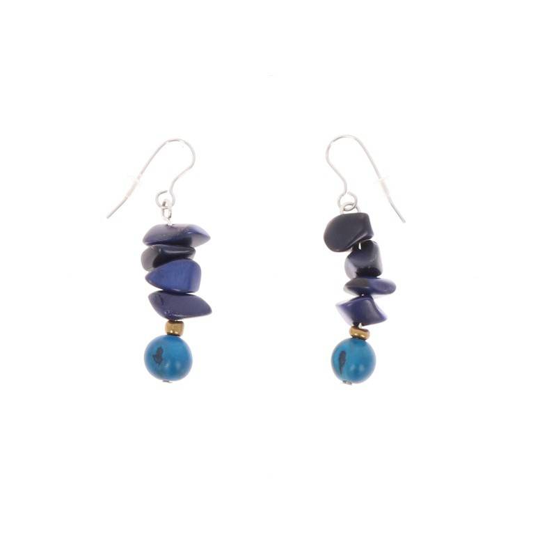 Oorbellen van tagua en acai Raquel blauw