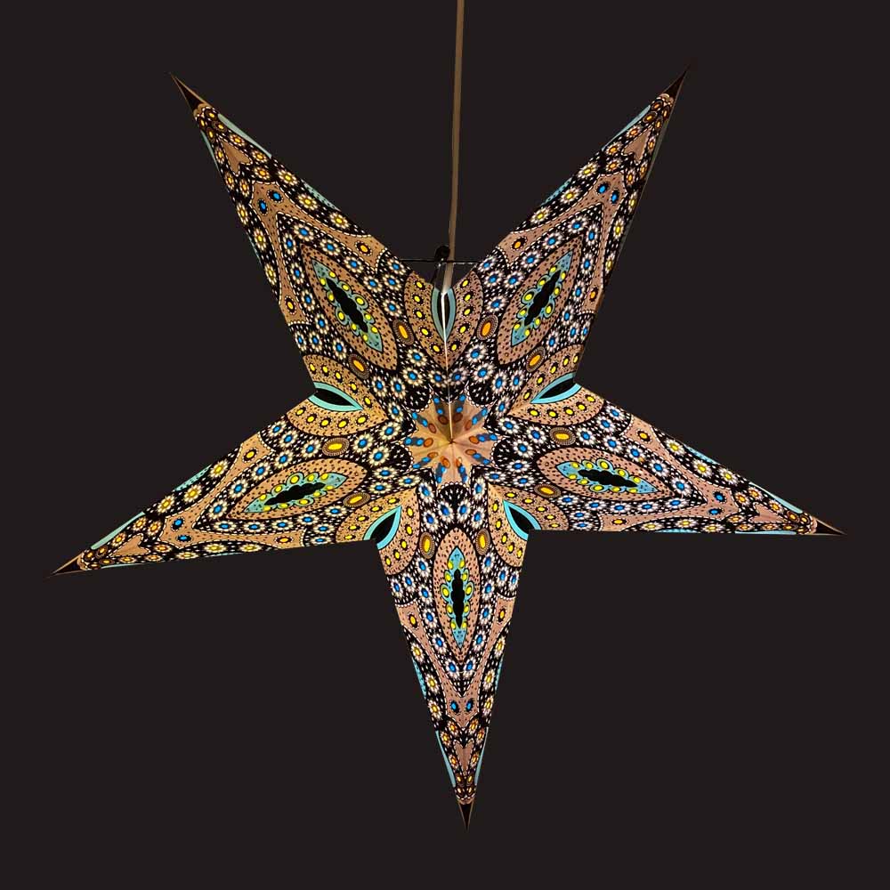 Papieren kerststerØ60 cm incl. verlichtingskabel Raja blauw