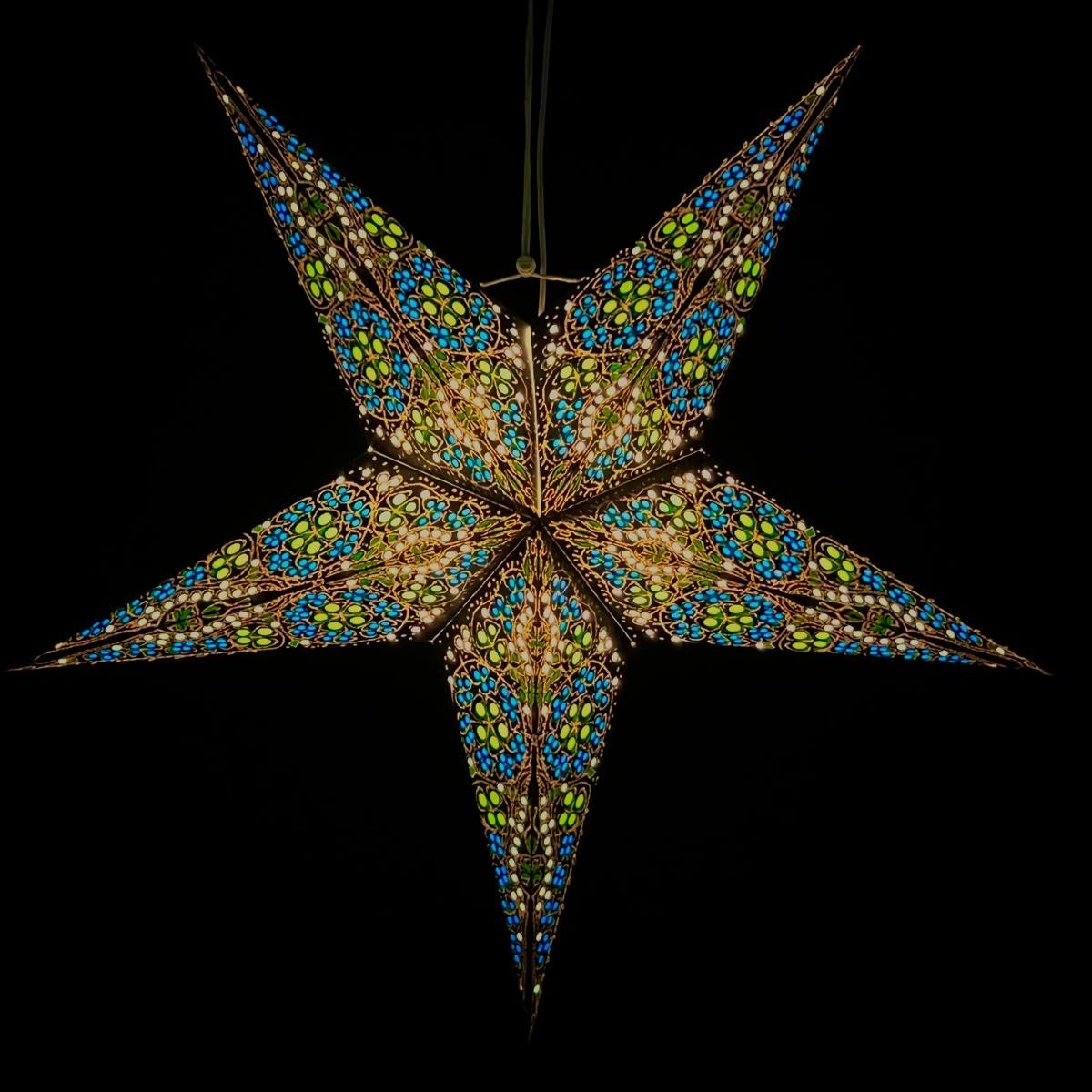 Papieren kerstster Ø60 cm met verlichting Jaipur groen