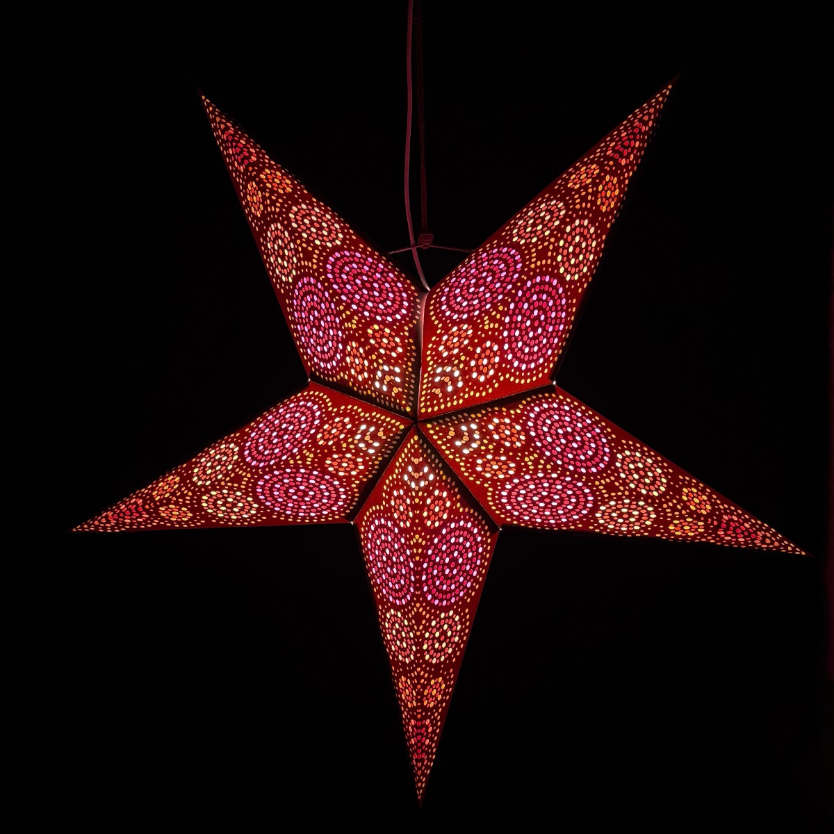 Papieren kerstster Ø60 cm met verlichting Goa bruin roze