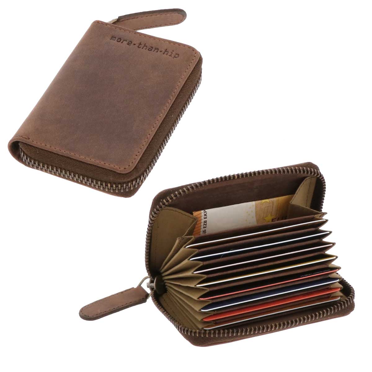 RFID pasjeshouder voor 10 pasjes van mat bruin vintage ecoleer Dublin