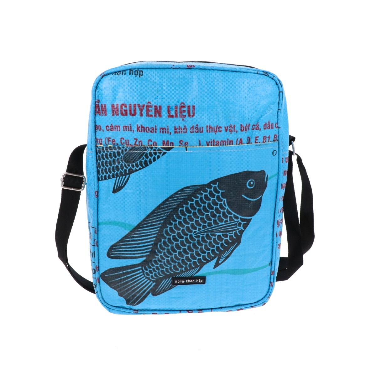 Unisex schoudertas van gerecyclede visvoerzakken Kosal vis blauw