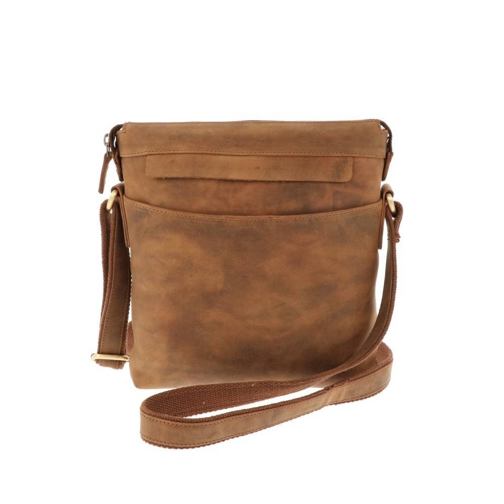 Schoudertasje van mat bruin vintage eco leer Basil