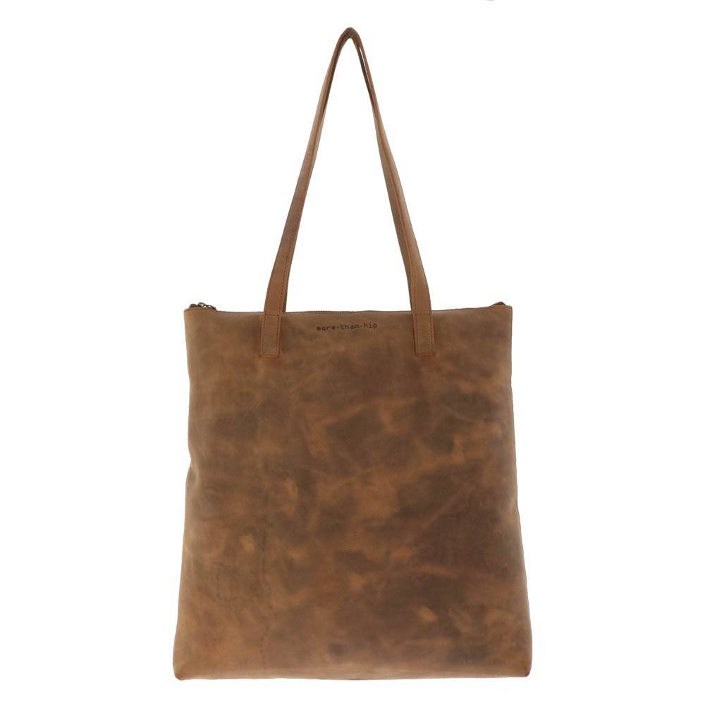 Shopper tas van mat bruin vintage eco leer Livia