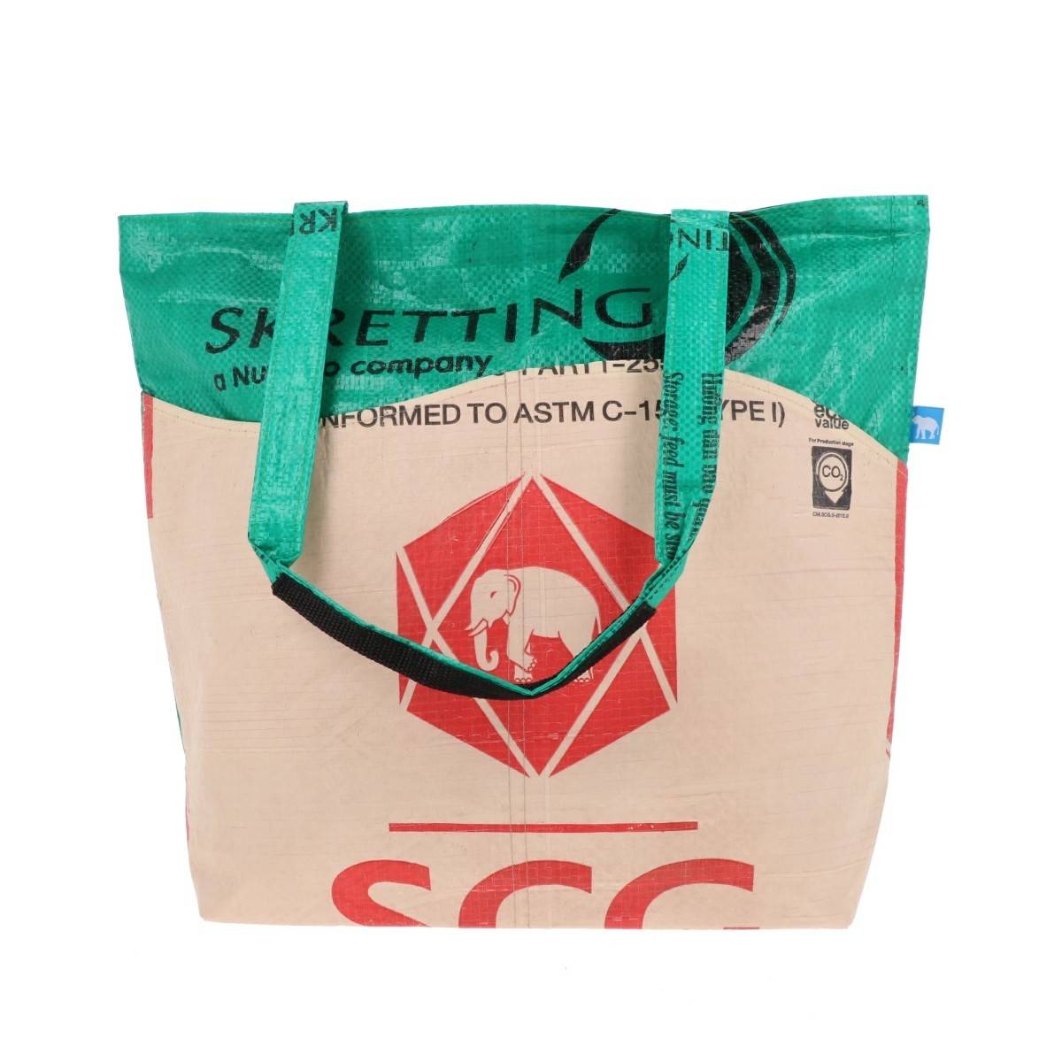 Shopper tas van gerecyclede cementzakken met rits Alley olifant groen