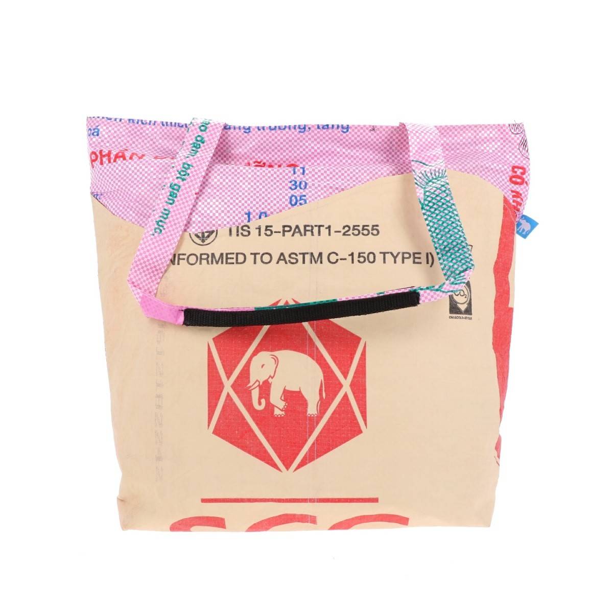 Shopper tas van gerecyclede cementzakken met rits Alley olifant roze