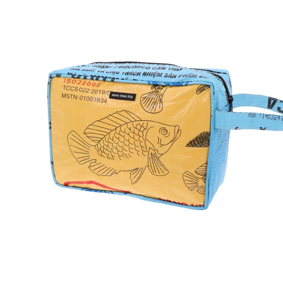 Grote toilettas 5,6 L van gerecyclede visvoerzakken Yindee geel blauw