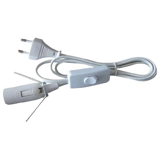 Verlichtingskabel voor papieren kerstster (3 m. met E14 fitting)