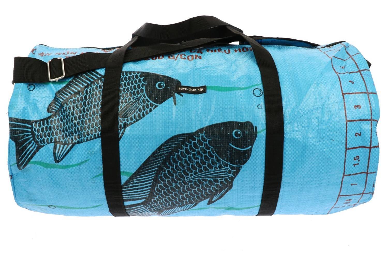 Weekend of sporttas 40 L van gerecyclede cementzakken Jumbo L vis blauw