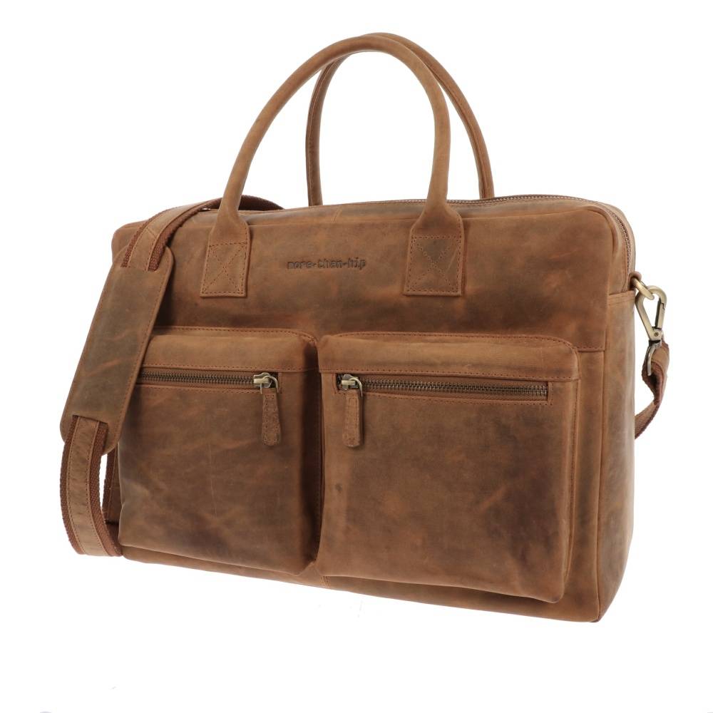 Grote werktas met 15,6 laptopvak van mat bruin vintage ecoleer Sycamore